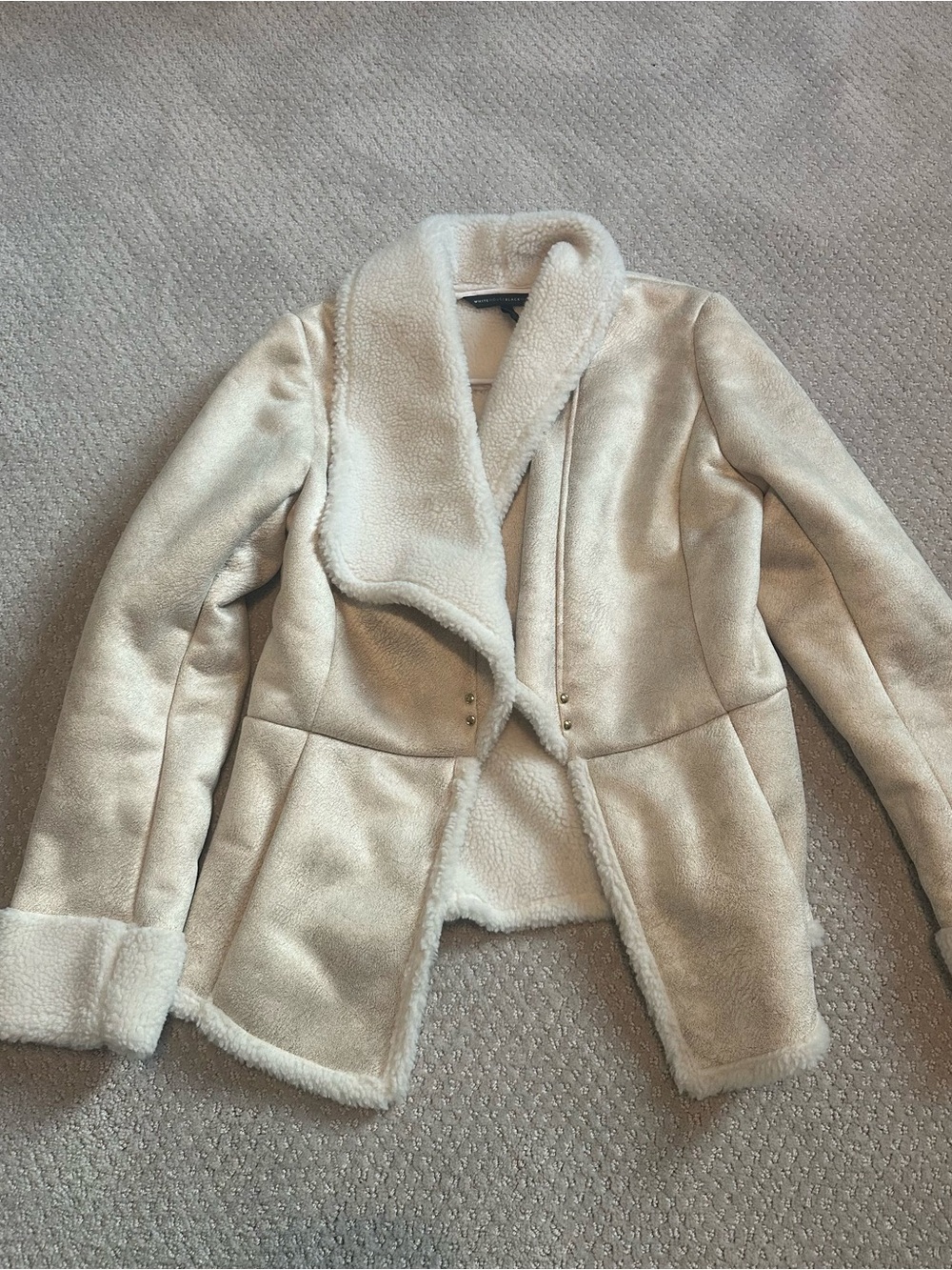 White House Black Market Cream Faux Shearling Jacket